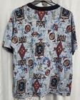 Vintage 90s HEADLINE Atlantic City Aztec TieDye All-Over Print Graphic T-Shirt L — photo 4