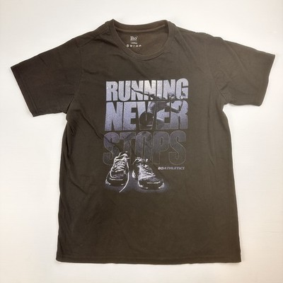Running Never Stops Graphic T-Shirt Black Motivational Sports Tee
