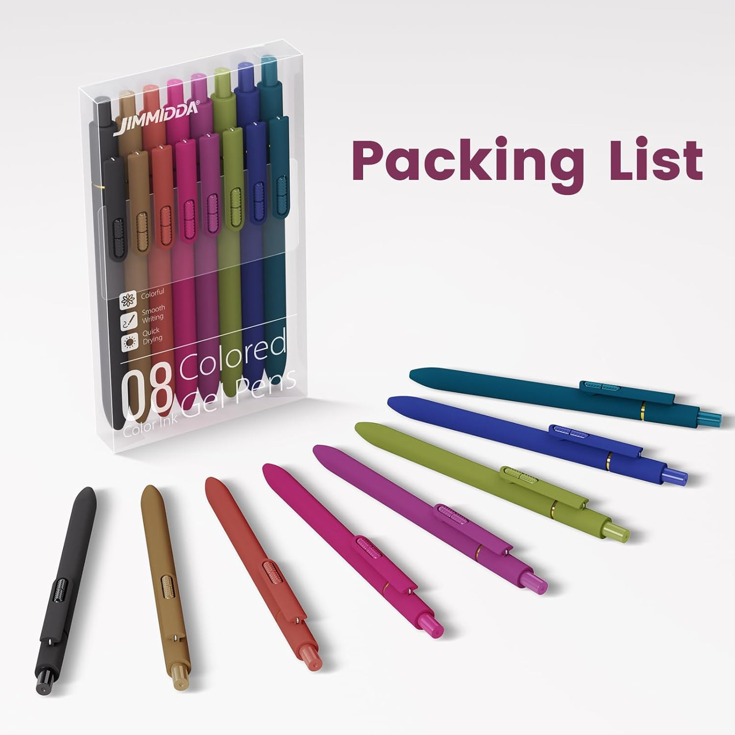 Colorful Gel Pens - 8 Pcs Colored Ink Pens Coloring | 0.7MM Smooth Writing Mediu