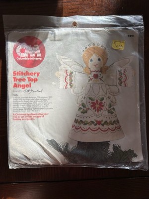 HTF Columbia Minerva Quilted TREE TOP ANGEL VTG 80s Embroidery Christmas 7491