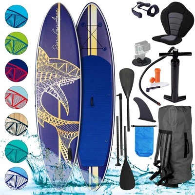 BRAST® SUP Board Shark | Aufblasbares Stand up Paddle Set | 320x81x15cm