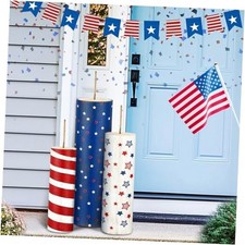 3 Pcs Large 4th of July Wooden Porch Sign Patriotic Wooden Firework Porch Round