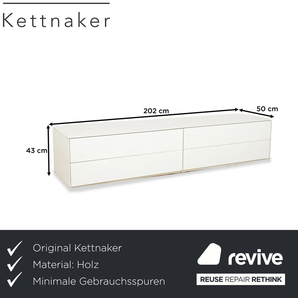 Kettnaker Holz Sideboard Creme Weiß Barfach Schubladen - Bild 2 von 4