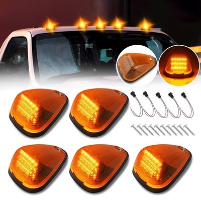 5X Amber LED Cab Roof Marker Lights Kit For 99-16 Ford F250 F350 F450 Super Duty
