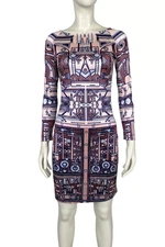 MARY KATRANTZOU Size S Silk Geometric Body Con Dress Pink RRP $1500