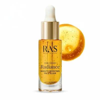 RAS Luxury Oils 24K Gold Radiance Elixir Face Serum for Glowing Skin | 06 ml