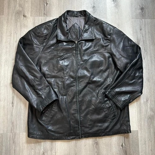 biker black leather jacket - product listing photo