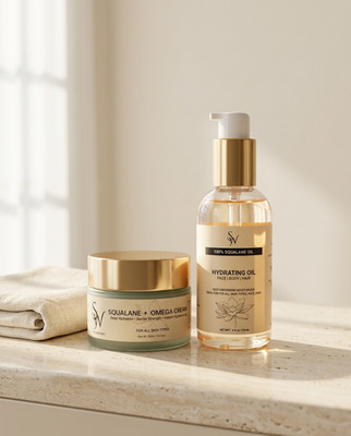 SWAG Skincare Essentials Set-Bundle 2 items 100% Pure Squalane Oil & Omega Cream