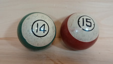 Vintage Antique Clay Billiard Pool Ball Striped #14 & #15 Retro