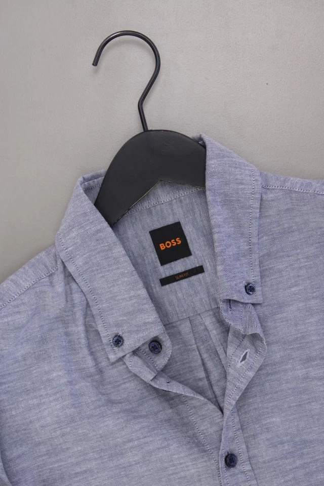 ✅ BOSS by Hugo Boss camicetta per uomo taglia 52, L blu di cotone ✅ - Immagine 2 di 4