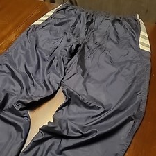 Vintage Y2K Adidas Blue Baggy Windbreaker Track Pants Logo 3 Stripes Cloth Inlay