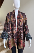 100 Silk Reversible Kantha Jacket, One Size