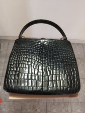 Borsa In Vera Pelle Coccodrillo Nera Anni 50/60 A Mano Spalla