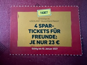 Legoland Spar-Ticket für Freunde Coupon Gutschein für 1 Person