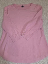 Talbots Women's Pink Thermal Top 3/4 Sleeves Cotton Blend Layer Barbie Core