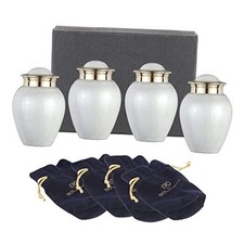 Everlasting Pearl White Mini Urn for Human Ashes  Set of 4 Keepsake Memorial