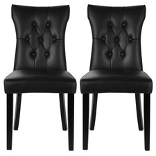 Dining Chairs Set of 2 High Back PU Leather Kitchen Chair Modern Wood Legs Home