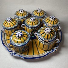 Lot de 8 Éléments de service Pots À Crème A.Renoleau céramique Art Déco