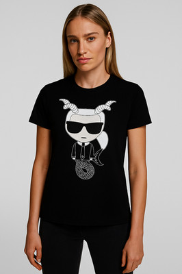 SCHWARZES T-SHIRT KARL LAGERFELD K/ZODIAC T-SHIRT CAPRICORN BLACK  S 