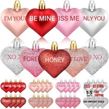 32PCS Valentines Tree Decorations Heart Ornaments, 8 Styles Valentines 32 Pcs