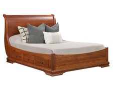 Amish Traditional Sleigh Bed Solid Wood Storage Drawers Queen King American Made