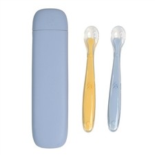Silicone Baby Feeding Spoons with Storage Box First Stage Infant Soft-Tip Eas...