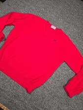 Vintage Pickering USA Red Cotton V-Neck Sweater XL Made in USA Retro 80s 90s