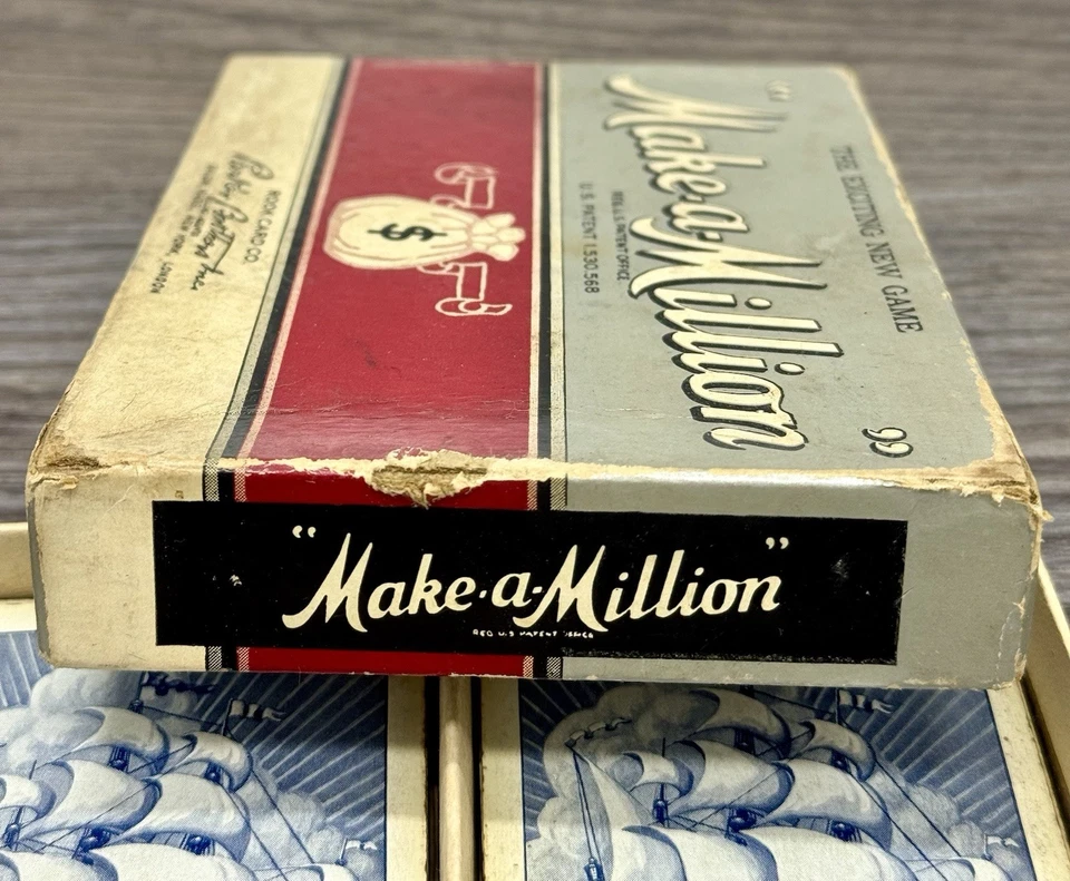 ОЧЕНЬ РЕДКОЕ СИНЕЕ ИЗДАНИЕ СДЕЛАТЬ МИЛЛИОН КАРТОЧНАЯ ИГРА PARKER BROTHERS ЛАДЬЯ КАРТА 1934! - Изображение 4 из 4