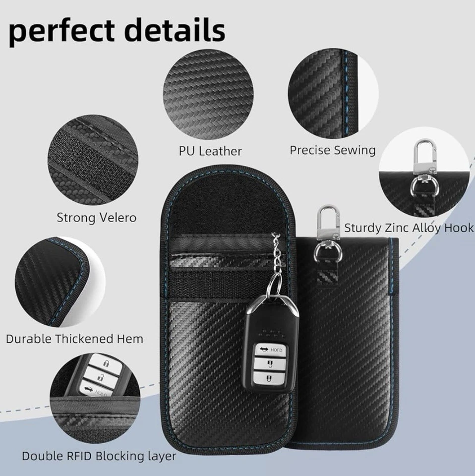 Faraday Key Fob Protector - Mini Anti-Theft Pouch Key Fob RFID Signal Blo - Image 2 of 4