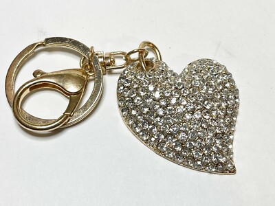 VINTAGE SCHLÜSSELRING GROB GROSS EDELSTEIN SET CZ CLUSTER LIEBE HERZ GOLDFARBEN 
