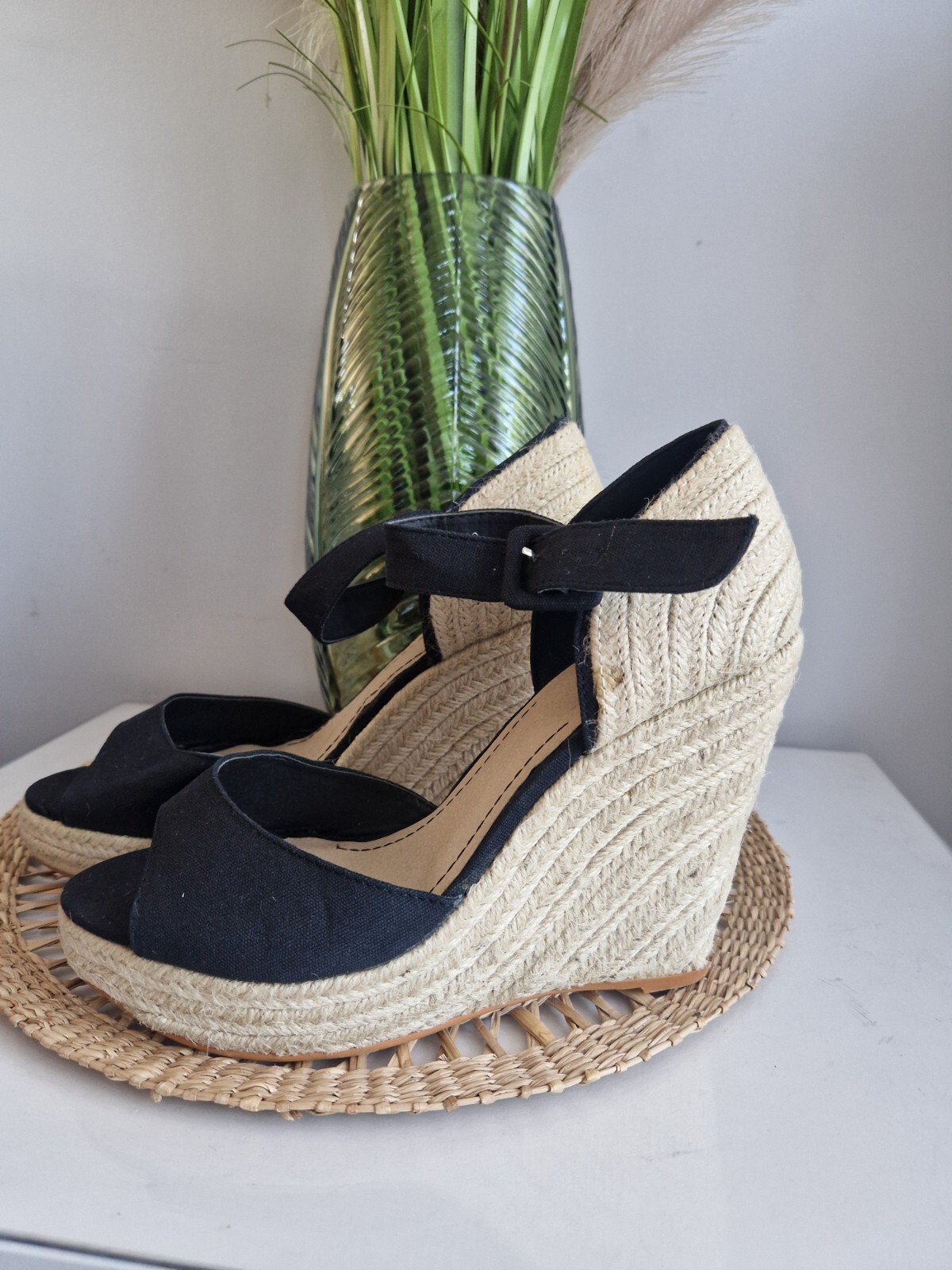 APL sandali donna espadrillas zeppa neri taglia 7