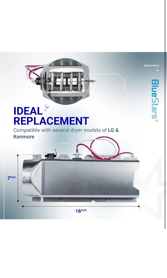 Conjunto de elemento calefactor secadora BlueStars 5301EL1001A Foto 3 de 4