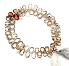 Natural Gem Brazil Imperial Topaz Beads 9x6 to 11x7MM Faceted Pear Briolettes 9"