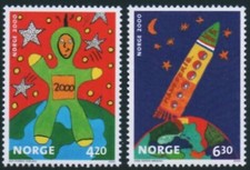 NORUEGA Sc. 1264-5 Europa - Arte infantil 2000 MNH