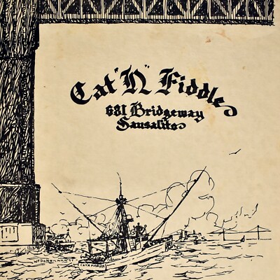 1970s Can 'N' Fiddle Restaurant Menu 681 Bridgeway Street Sausalito California