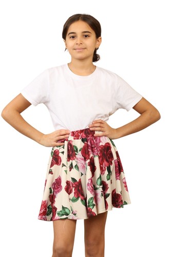 Girls Mini Flared Skater Skirt Elasticated Waist Stretchy Casual Everyday Wear - Picture 52 of 66