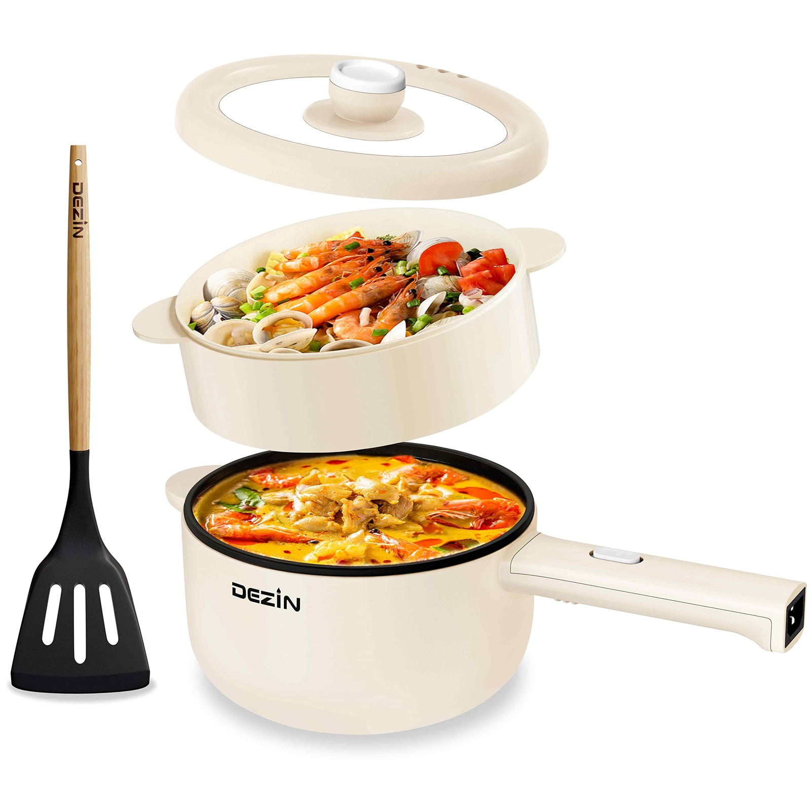 Cooker, 2L Non-Stick Sauté Pan, Rapid Noodles Cooker, Mini Pot for Steak, Egg...