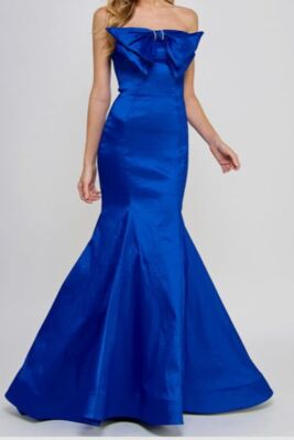 B. Darlin Women Junior Blue Bow Sleeveless Lined Full-Length Mermaid Dress  11/12 | eBay