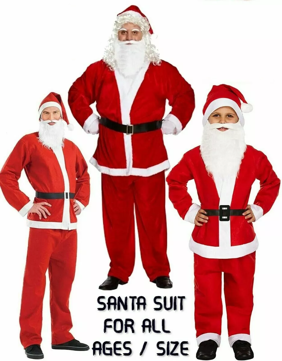 ADULT KIDS SANTA SUIT FATHER CHRISTMAS PARTY FANCY DRESS COSTUME