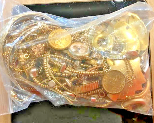 1 pound Gold Tone Metal Jewelry  SCRAP  BULK lot - #17G5