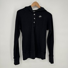 Nike Hoodie Boys Large Black Sportswear Thermal Sweatshirt Henley