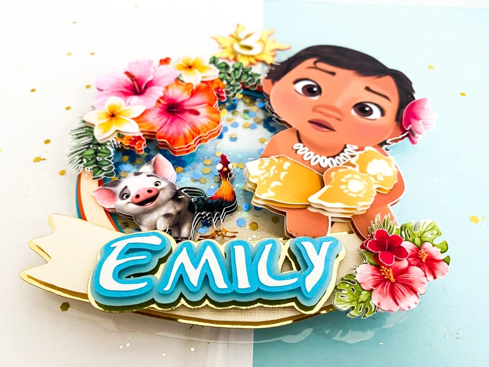 Topper de Pastel Moana 3D Personalizado, Fiesta Moana Bebé, Topper Coctelera, Decoración de Pasteles Foto 4 de 4