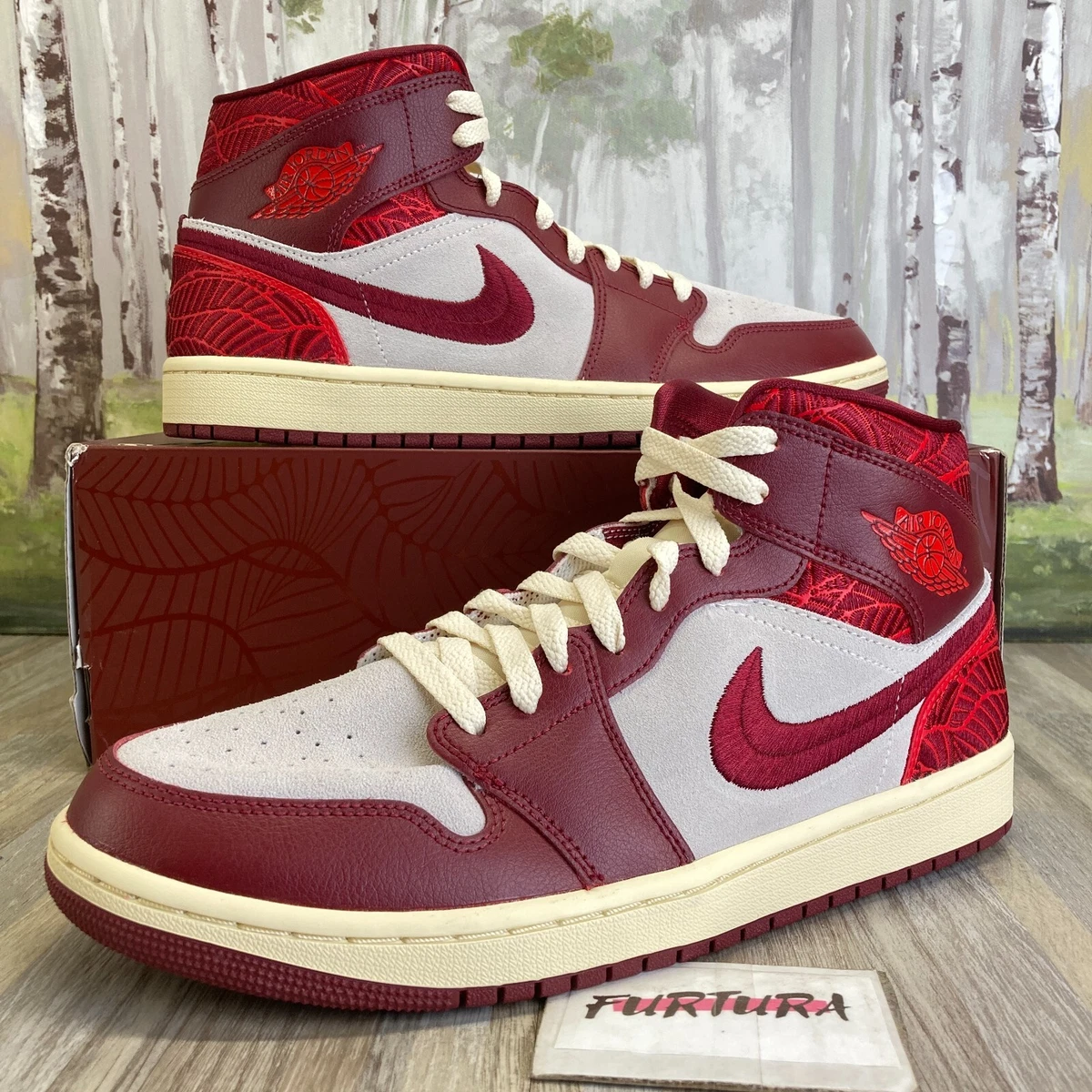 Chaussures femme Nike Air Jordan 1 Mid Tiki Leaf DZ2820 601 taille 11 5 W 10M 3