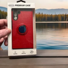 GSA Brushed Hybrid Case w/Ring Stand for Samsung Galaxy A13 - Red