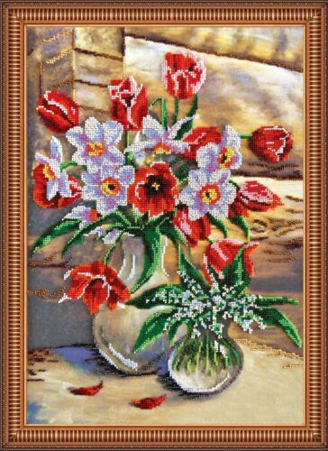 DIY Bead Embroidery Needlepoint Kit "Breath of Spring " Stitching Handmade - Picture 1 of 5