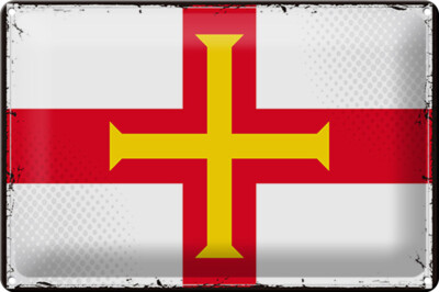Blechschild Flagge Guernsey 30x20 cm Retro Flag of Guernsey Deko Schild tin sign