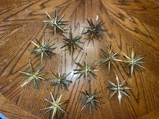 Vintage Christmas Gold Bradford Plastic Atomic Sputnik Ornaments Lot Of 12 Nice