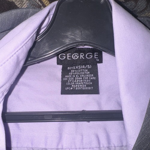 George Dress Suit Gray Pinstripe Boys Size 5 Jacket & Pleated Pants Shirt xs Tie - Picture 5 of 16