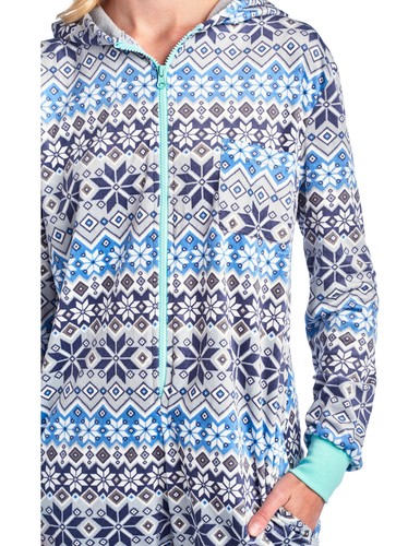 Ashford & Brooks Women's Micro Fleece Hooded One Piece Pajama Union Jumpsuit - Picture 45 of 75