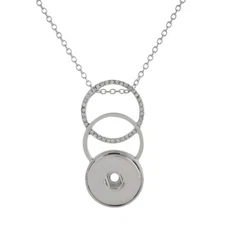 Snap Jewelry Rhinestone Necklace Halo fits 18-20mm Ginger Style Charm 30"+2" Ext